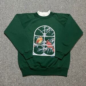 Vintage‎ Morning Sun Hanes Cardinal Winter Window Sweatshirt Green Medium